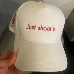 Just Shoot It white custom Nike baseball cap unisex m/L brand new with tags